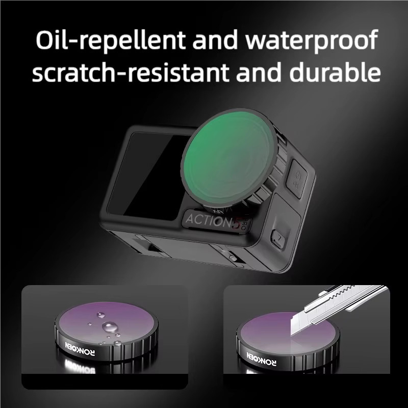 Ronkoen ND CPL Filter Set für DJI OSMO Action 4 und Action 5 Pro mit Aluminium Rahmen in Schwarz - Bild 2
