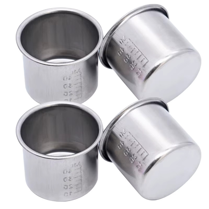 Muduoban 2er-Set Medizinische Messbecher aus Edelstahl mit Skala, Silber, 40 ml - Bild 4