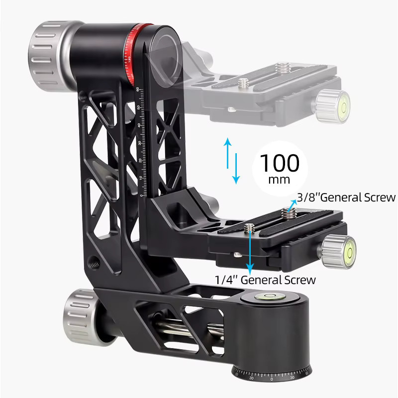 Professioneller 360-Grad-Panorama-Gimbal-Kopf für Stativ, DSLR-Kamera und Teleobjektiv, Schwarz - Bild 5