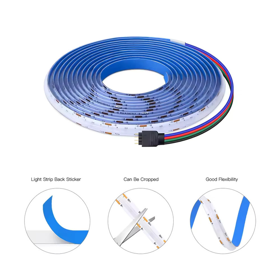 YSRSAI RGB COB LED-Streifen Set mit Bluetooth-Steuerung und Fernbedienung, 5V USB Multicolor Neon-Beleuchtung für TV-Hintergrundbeleuchtung und Raumgestaltung, Schwarz - Bild 2
