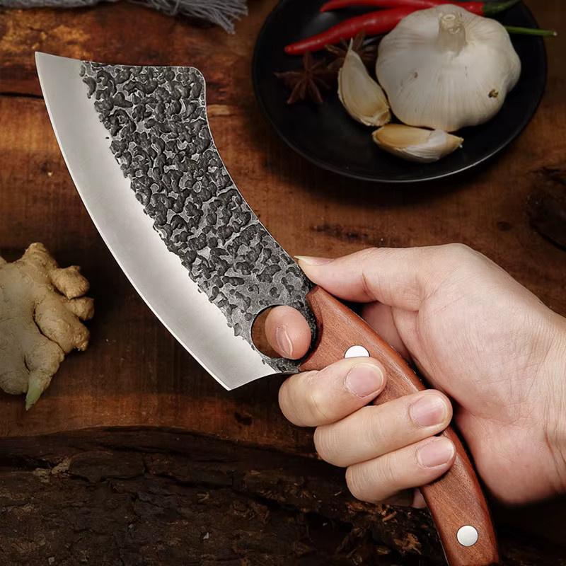 InLeung Handgeschmiedetes Küchenmesser aus Edelstahl mit Volltang in Silber - Bild 3