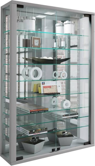 VCM Wandvitrine Vitrosa Mini in Silber mit Glasfront und integrierter Beleuchtung, B/H/T: 59 x 91 x 18 cm - Bild 4