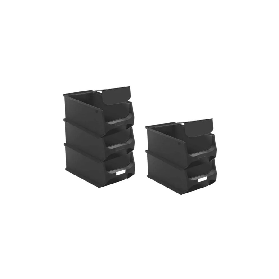 PROREGAL SparSet 5 x Leitfähige ESD Sichtlagerbox 4.1 mit Griffstange und Abdeckung, Schwarz, H x B x T: 15 x 20 x 35 cm - Bild 2