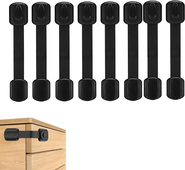 Baby-Sicherheitsschlösser von 3M in Schwarz für Schränke, Schubladen, Öfen und Toiletten mit starkem Kleberiegel - Bild 1