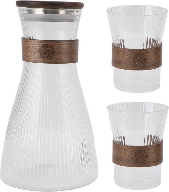 CosyHome Bettkrug-Set aus hitzebeständigem Borosilikatglas mit Deckel und 2 Gläsern, Weiß, Volumen: 1600 ml und 300 ml - Bild 1