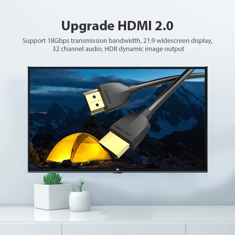 Vention HDMI Kabel 4K 60Hz 3D mit vergoldeten Anschlüssen in Schwarz - Bild 3