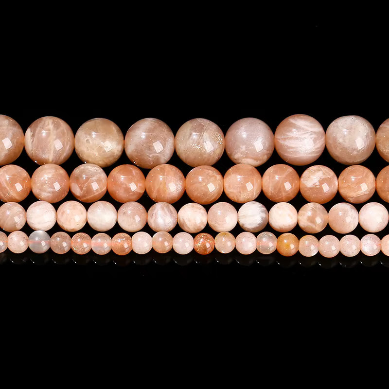 Sonnenstein Perle, Orange, Rund, Lose Spacer - Bild 2