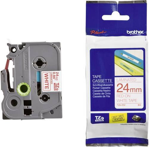 Brother Schriftbandkassette TZe-252 für P-touch, Breite: 24 mm, Farbe: Weiß mit roter Schrift - Bild 1