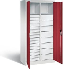 C+P Werkzeugschrank Acurado mit Türen und Schloss, Front Rubinrot, Korpus Lichtgrau, H x B x T: 195,0 x 93,0 x 50,0 cm - Bild 1