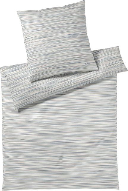 JOOP! Bettwäsche aus Mako-Satin mit Streifenmuster in Blau und Grau, Set bestehend aus Bettbezug und Kissenbezug, B/H: 155 x 220 cm und 80 x 80 cm - Bild 1
