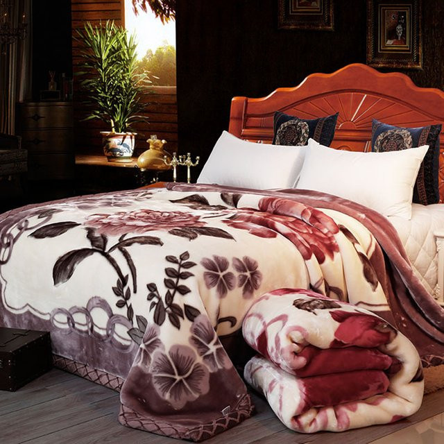 JAGDAMBE Winterbettdecke im koreanischen Stil aus weichem Raschel-Nerz, doppelschichtige schwere Decke mit Diamond-Design - Bild 1