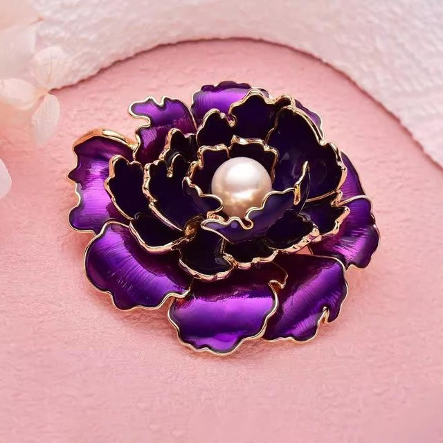 YIRAN Brosche, Perle, Blume, Emaille, Damen - Bild 1