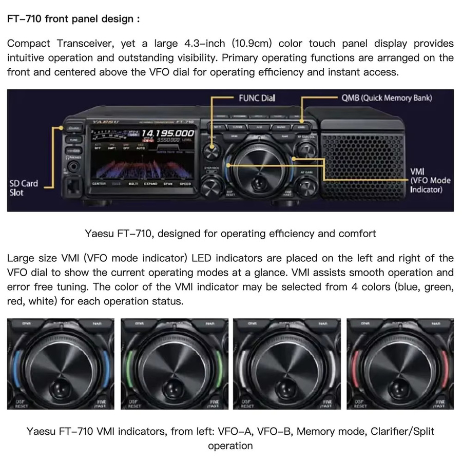 Yaesu FT-710 HF SDR Amateur-Transceiver Kurzwellenradio mit 100W in Schwarz - Bild 2