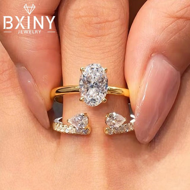 BXINY Ring-Set 925 Silber, Moissanit, Diamant, Damen - Bild 1