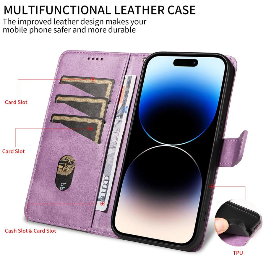 Magnetische Klappbörse Lederhülle für Samsung Galaxy A55 A35 A25 A15 A05 A05s in Lila - Bild 5