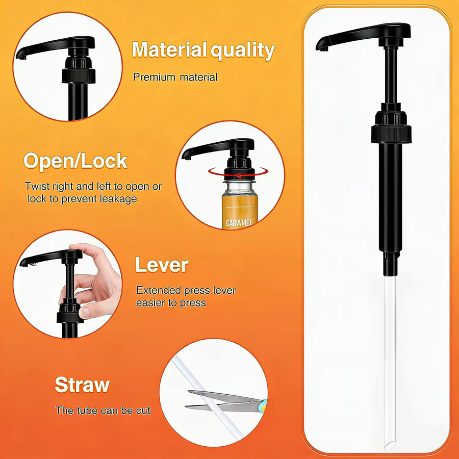 Leeseph Kaffee-Sirup-Pumpspender für 750 ml Flaschen, Schwarze Siruppumpen aus Kunststoff - Bild 2