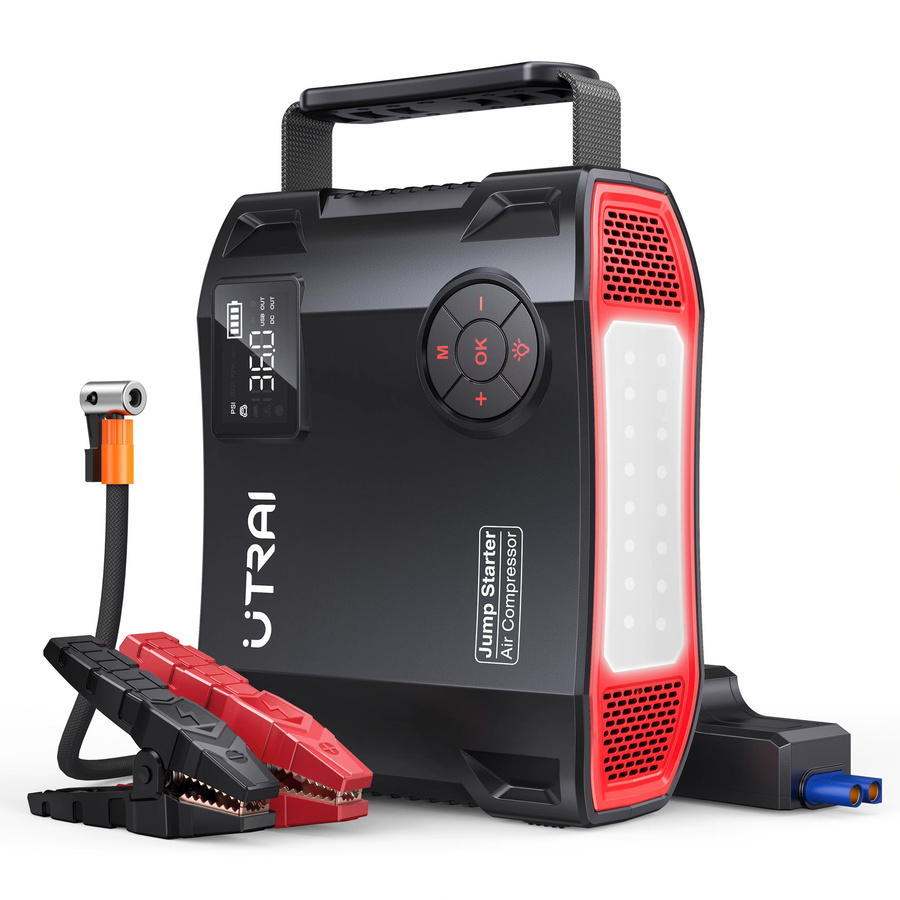 UTRAI 4 in 1 Starthilfe Power Bank mit 2000A Auto Booster, 16000 mAh Akku und 150 PSI Luftkompressor Reifenpumpe in Schwarz - Bild 5