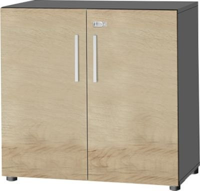 Schäfer Shop Select Schrank SET UP mit 2 Türen, abschließbar, Graphit/Wildeiche, B/T/H: 80 x 42 x 78,8 cm - Bild 1