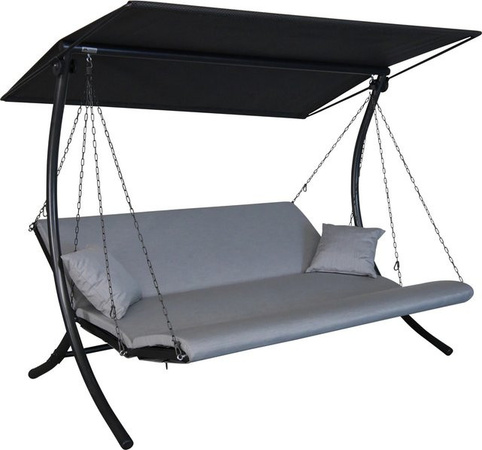 Angerer Hollywoodschaukel Swing 3-Sitzer Granit Grau mit Auflagen und Sonnendach