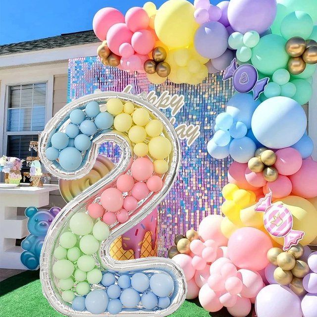 YONGSNOW Zahlenballonrahmen aus Kunststoff für Kindergeburtstag und Jubiläumsdekoration, 65 Zoll, freistehend - Bild 1