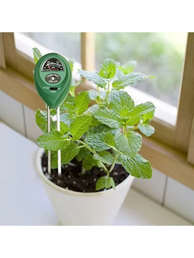 3-in-1 Boden-pH-Messgerät für Garten und Pflanzen zur Messung von pH-Wert, Feuchtigkeit und Sonnenlicht in Grün - Bild 1