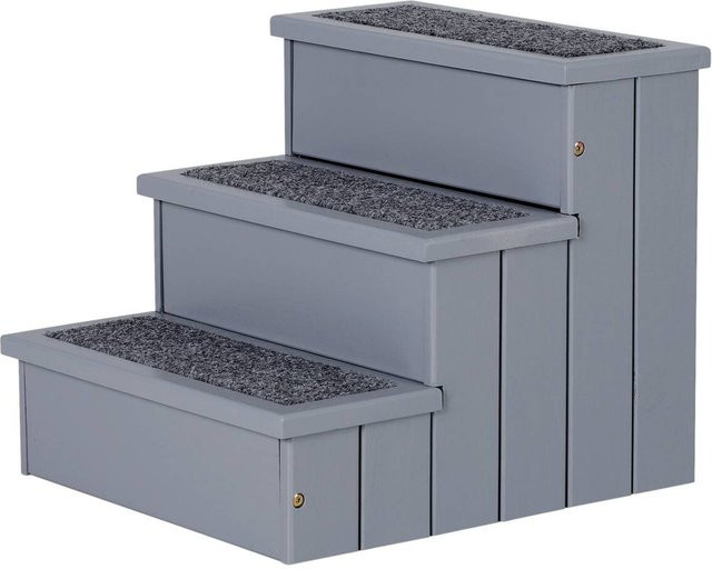 PawHut Hundetreppe aus Tannenholz in Grau mit rutschfester Oberfläche, Länge: 40,5 cm, Breite: 44,5 cm, Höhe: 38,0 cm - Bild 2