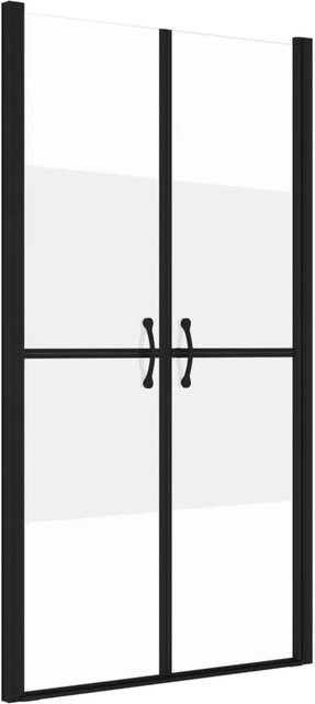 vidaXL Duschwand aus ESG-Glas, teilweise mattiert, Schwarz, B/H: 93-96 x 190 cm - Bild 1