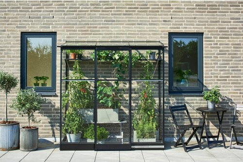 Halls Gewächshaus Qube Lean-to 2 Schwarz 1,2 m² mit 3 mm Sicherheitsglas - Bild 2