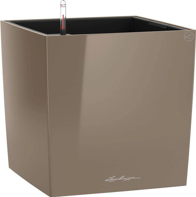 Lechuza Pflanzgefäß Cube Premium in Taupe Hochglanz, B/T/H: 50 x 50 x 50 cm - Bild 1