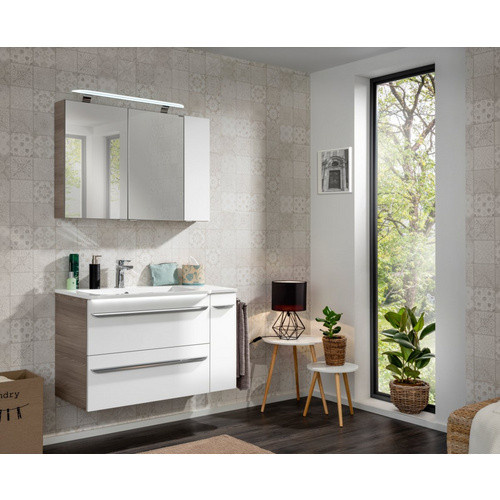 Fackelmann Gussmarmor-Waschbecken Luxor links, Weiß, B/H/T: 100 x 14,2 x 48,5 cm - Bild 2