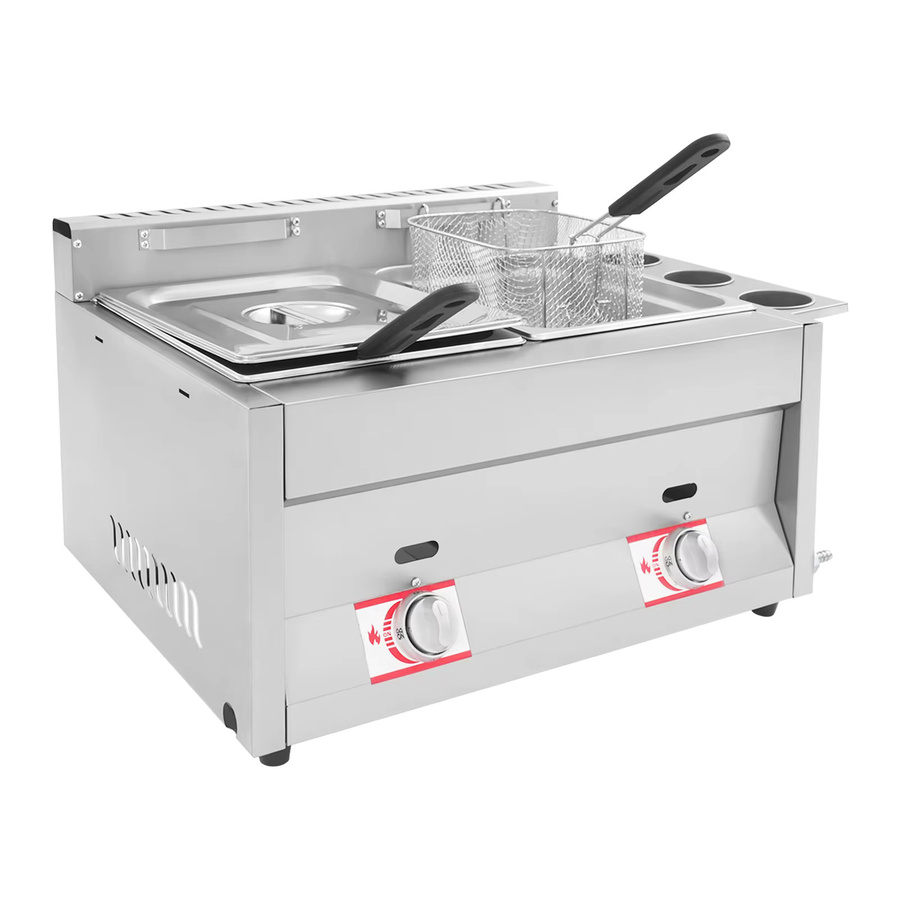Bymaocar Kommerzielle Gasfritteuse aus Edelstahl mit zwei Tanks, 2 x 6 l, Farbe: Silber/Grau - Bild 3