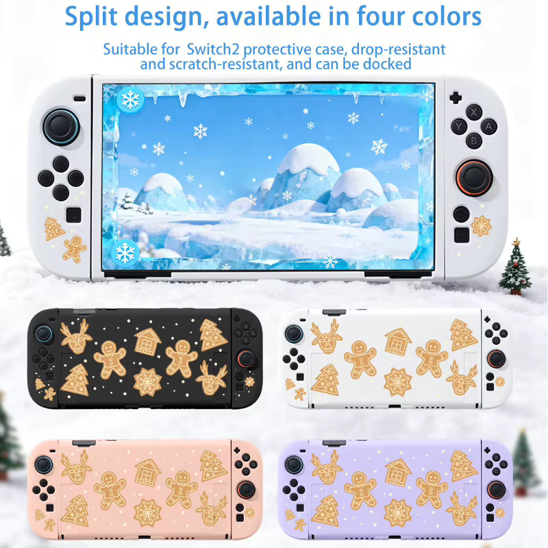 Schutzhülle für Nintendo Switch 2 im Weihnachtsstil, weiche TPU-Schale, sturzsicher, Farbe: Weiß - Bild 2