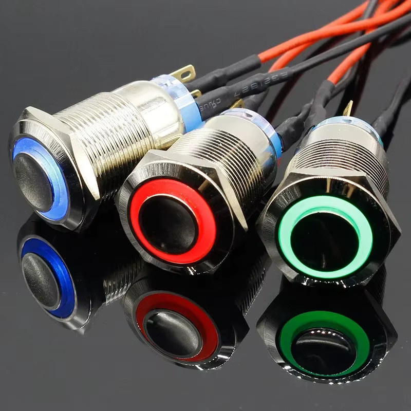 ELECAPITAL Wasserdichter Momentan-Druckknopf Schalter aus Edelstahl mit LED für Auto, Motorrad und PC, Durchmesser: 19 mm - Bild 2