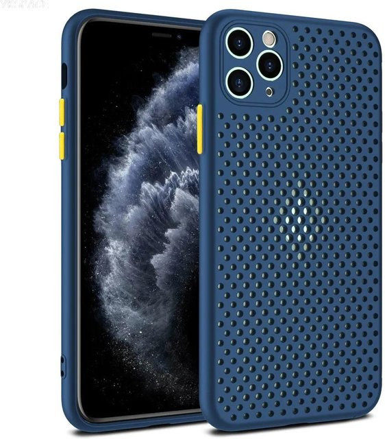 Silonce Mesh Handyhülle für iPhone 15 in Blau, atmungsaktive und weiche TPU-Abdeckung mit Wärmeableitung - Bild 1