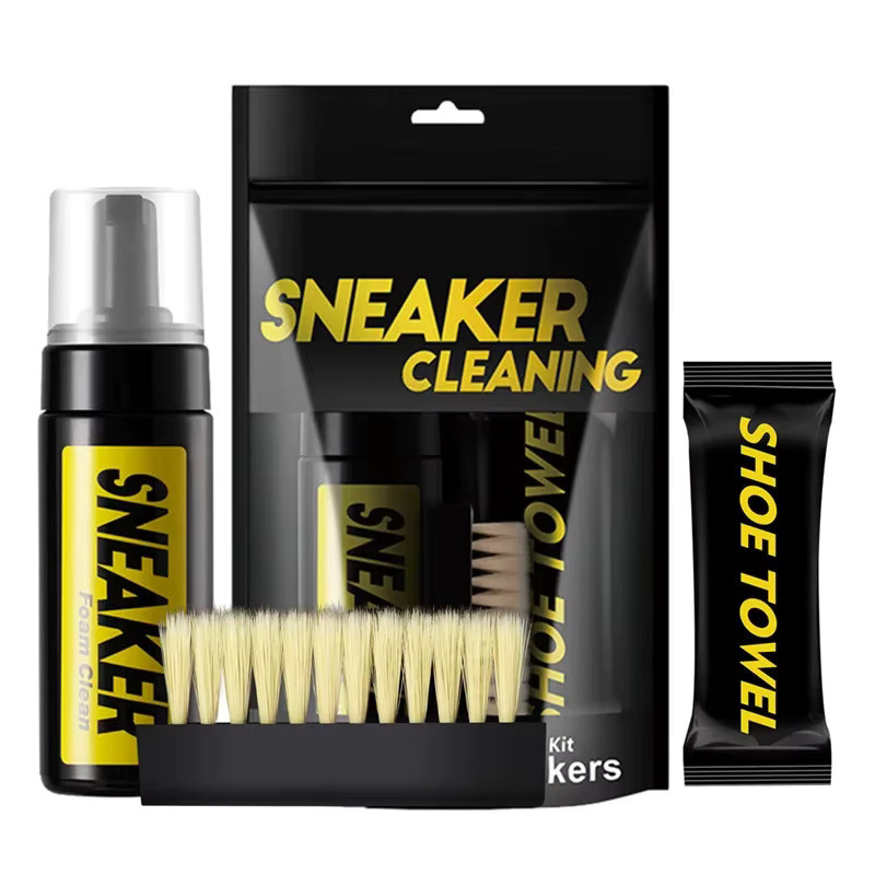 SMATLELF 3-in-1 Schuhreiniger Set mit wasserfreiem Schaumstoff für Sneaker und Wildleder, Weiß, 150 ml - Bild 2