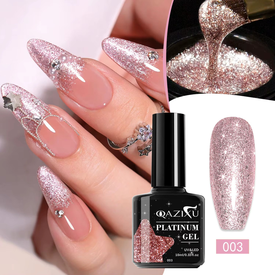 QAZIXU Nagelgel, Silber Glitter, 10 ml - Bild 3