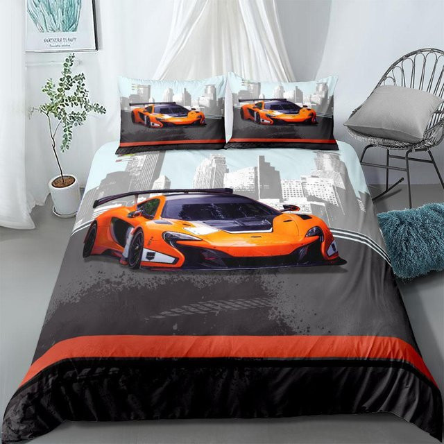 Formel 1 Bettwäsche-Set mit Sportwagen-Motiv aus Mikrofaser, Mehrfarbig, B/H: 140 x 210 cm - Bild 1
