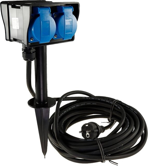 ChiliTec Gartensteckdose mit Erdspieß, 4-fach, IP44, 10 m Kabel - Bild 1