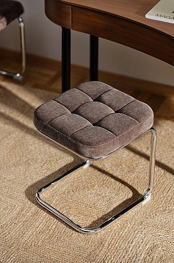 Jotex HEDEN Hocker 2er-Pack Retro Braun mit Stoffbezug und Metallgestell, B/T/H: 42,0 x 48,0 x 42,0 cm - Bild 1