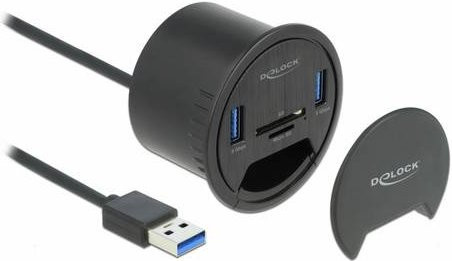 Delock USB-Hub 64152 mit 2 USB-A Ports, SD und microSD Kartenleser, USB 3.2 Gen1 5 GBit/s, Schwarz - Bild 1
