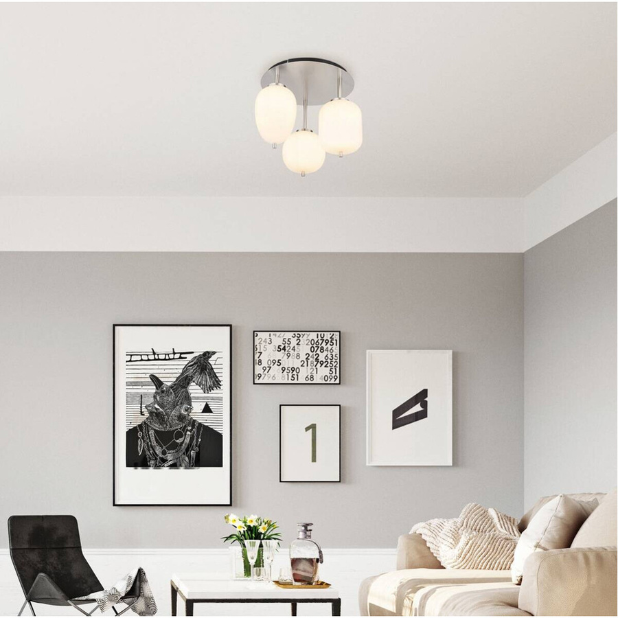 GLOBO Lighting Deckenleuchte Opale in Nickel matt mit 3 E14 Fassungen, B/H/L: 45 x 32 x 45 cm - Bild 2