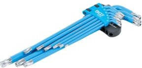 BGS Winkelschlüssel-Satz T-Profil Torx mit Bohrung T10 - T50, 9-teilig, Blau - Bild 1