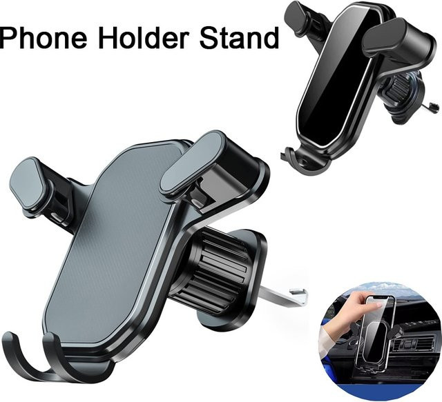 VORTNGLE Schwerkraft Auto Telefonhalterung mit Haken für die Lüftung, Smartphone Ständer für iPhone, Samsung, Huawei und Xiaomi in Schwarz - Bild 1