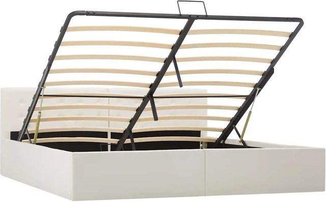 vidaXL Stauraumbett mit Hydraulik in Weiß aus Kunstleder, B/T/H: 180 x 200 x 188 cm - Bild 1