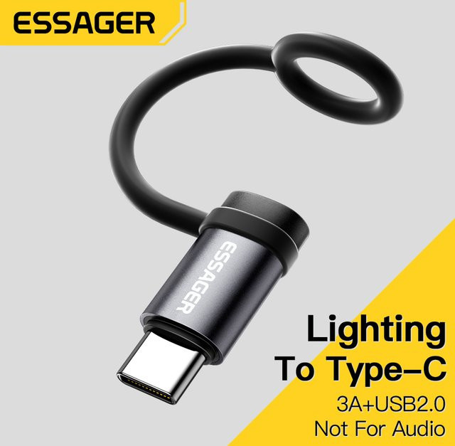 Essager USB-C-Adapter Lightning auf USB-C Konverter für iPhone und iPad, Schwarz - Bild 1