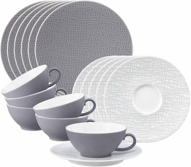 Seltmann Weiden Teeservice Life Fashion aus Porzellan, 18er Set, Grau - Bild 1