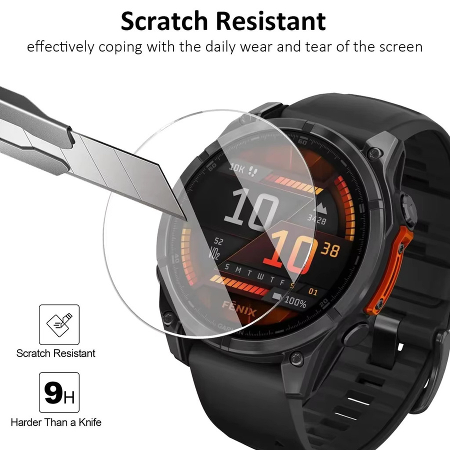 Garmin Fenix 8 Serie Displayschutzfolie aus gehärtetem Glas mit Installationswerkzeug, transparent, 9H Härtegrad, HD-klar und kratzfest - Bild 3