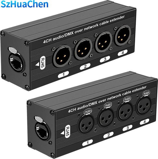 TITAK 4-Kanal Audio- und DMX512-Extender über Ethernet/LAN mit XLR Symmetrischem Audio in Schwarz - Bild 1