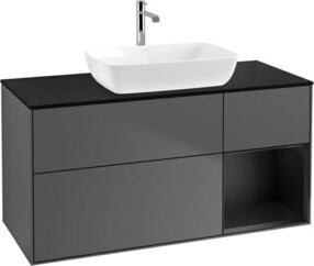V&B Waschtischunterschrank Finion mit Wandbeleuchtung, Anthrazit lackiert, Breite: 120 cm, Tiefe: 50,1 cm, Höhe: 50,1 cm - Bild 1