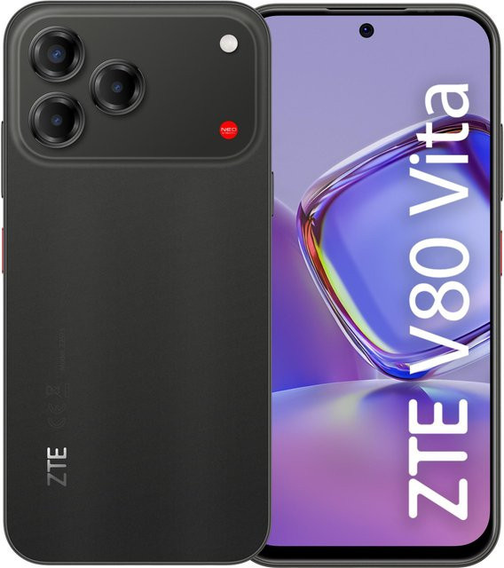 ZTE V80 Vita Smartphone Schwarz mit 4 GB RAM und 256 GB Speicher, 6,75 Zoll Android Smartphone mit NFC, GPS und USB-C - Bild 1